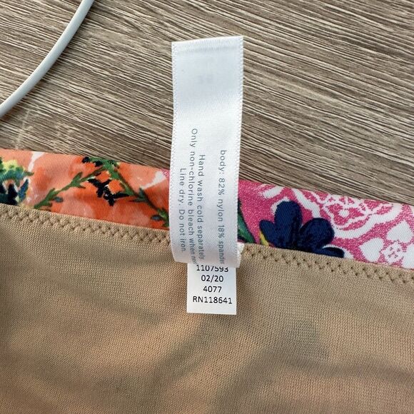 Swim By Cacique New Brief Bottoms Multicolor 26 Floral High Waist Drawstring - Picture 8 of 9